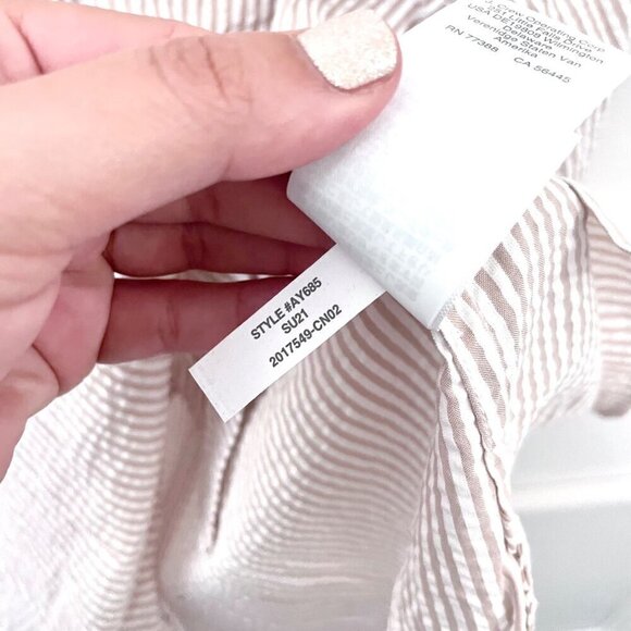 NWT J Crew Classic Fit Shirt in Seersucker Tan Taupe Long Sleeve Size 16 - Picture 8 of 9